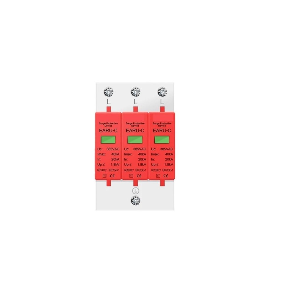 385V AC SPD 1P 2P 3P 4P 20KA 30KA 40KA 60KA Lightning Surge Protector, Solar Photovoltaic Low-Voltage Surge Arrester(1P,AC385V 30-60KA)