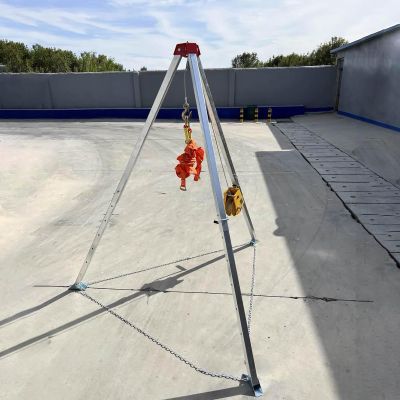 Confined Space Tripod with Rescue Winch Fall Protection Device and Lifting Tool for Manholes HeavyDuty Tripod for Safe Access and Emergency Situations
