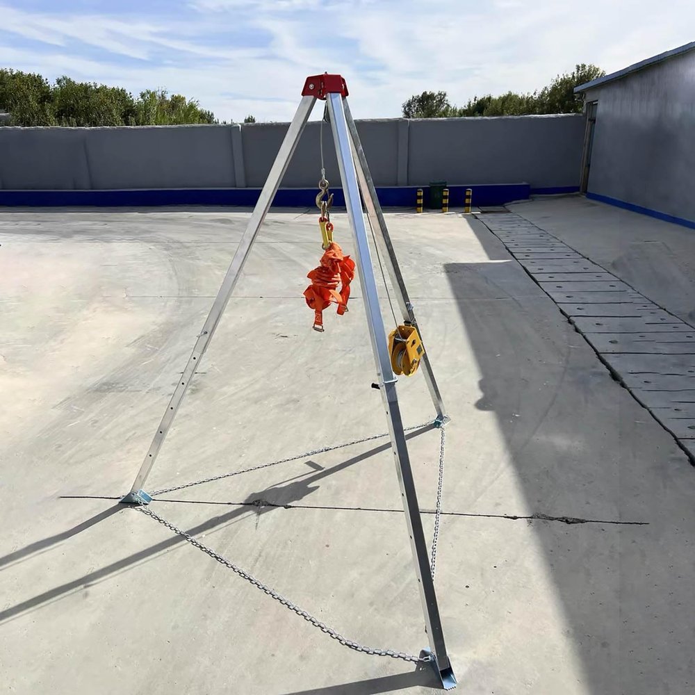 Confined Space Tripod with Rescue Winch Fall Protection Device and Lifting Tool for Manholes  HeavyDuty Tripod for Safe Access and Emergency Situations