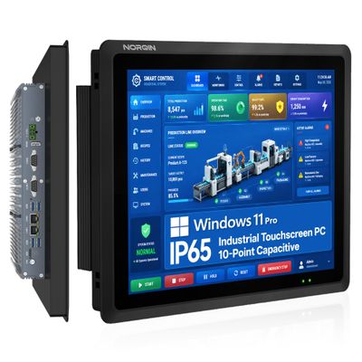 NORQIN 17" Fanless Industrial Panel PC,IP65 All-in-One Embedded Computer