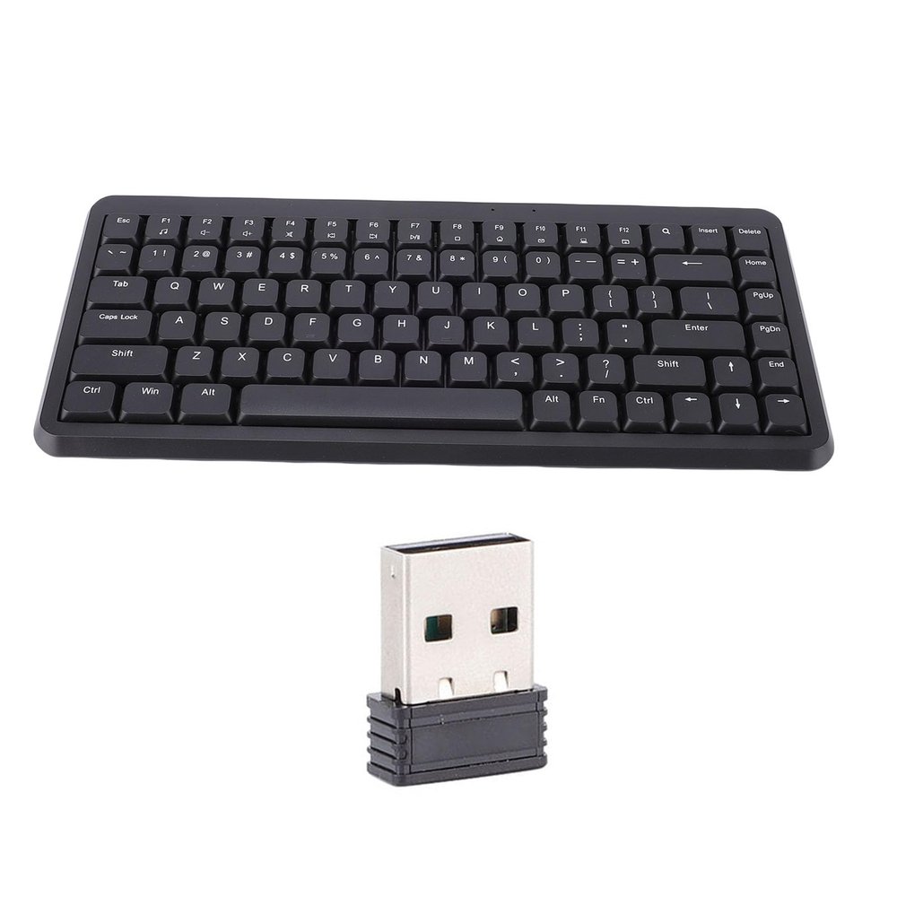 ASHATA 75% Wireless Gaming Keyboard, Compact Keyboard or PC, 84 Keys Silent Scissor Switch, with 2.4G Receiver, for Desktop PC Laptop Support for Win System (Black)