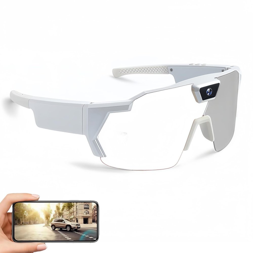 POV Glasses 4K Baseball Glasses with Camera, Smart Glasse Men Women Sunglasses Cameras and Audio Video Action (G)