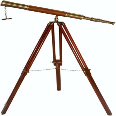 Decorative Brass Telescope  Leather Wrapped Nautical Design with Wooden Tripod High Magnification Collectibles Gifts Item
