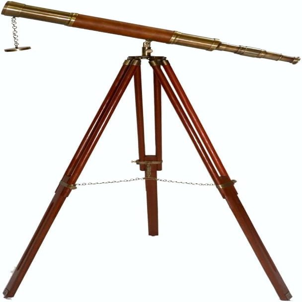 Decorative Brass Telescope  Leather Wrapped Nautical Design with Wooden Tripod High Magnification Collectibles Gifts Item