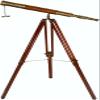 Decorative Brass Telescope  Leather Wrapped Nautical Design with Wooden Tripod High Magnification Collectibles Gifts Item view 1
