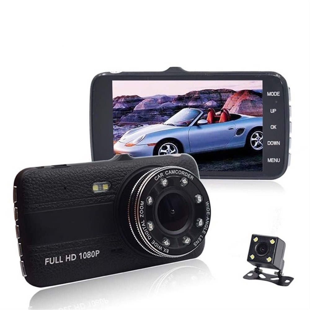 4.0 Inch Car DVR Dash Camera 8 LED Lights Dual Lens Rear View Camera DVR Camera Full HD 1080P Video Camera 150 Degree Lens(NOT SD Card)