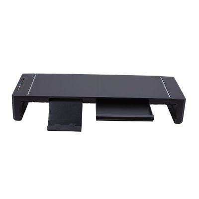 Bewinner Computer Monitor Stand for Desk, Adjustable Foldable Computer Display Riser with Phone Holder 4 USB Ports, Desk Monitor Stands for PC, Laptop