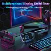 Bewinner Computer Monitor Stand for Desk, Adjustable Foldable Computer Display Riser with Phone Holder 4 USB Ports, Desk Monitor Stands for PC, Laptop view 2