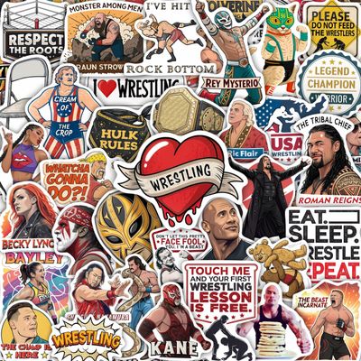 100Pcs Wrestling Stickers Pack  Fighter Vinyl Decals, Water Bottle, Laptop  Waterproof Wrestler Stickers for Scrapbooking