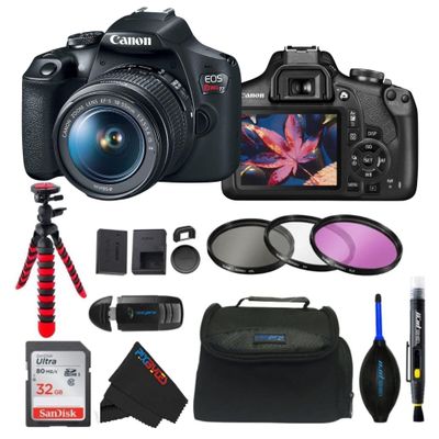 Canon EOS Rebel T7 DSLR Camera with 18-55mm Lens (Black) (Renewed) (Camera w/Basic Bundle)