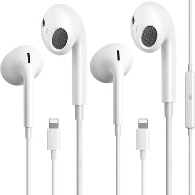 2-Packs Headphones with Lightning Connector, Wired Earbuds for iPhone with Built-in Remote to Control Music, Phone Calls, and Volume, Compatible 14 13 12 11 Pro Max X XS XR 8 7 Plus.