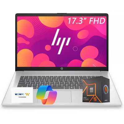 HP 17 New Business Laptop 2026 Edition, 17.3" FHD IPS Display, AMD Ryzen 5 7000 Series CPU (Beats Intel 13th i7-1355U), Copilot Key, 16GB RAM, 1TB SSD, HDMI, Wi-Fi 6, Windows 11, WOWPC, no Mouse