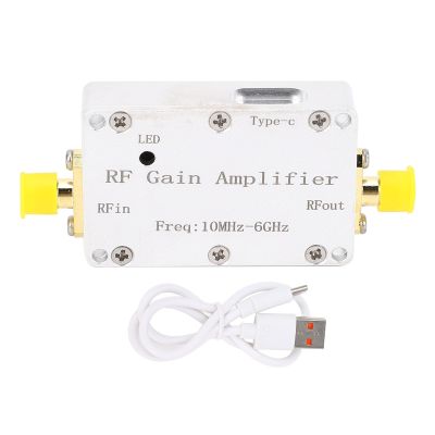 RF Receiver Module Low Noise 20dB Broadband Frequency 10MHz to 6GHz with SMA Connector for Radio Communication Devices Aluminum Alloy 46x30x12mm
