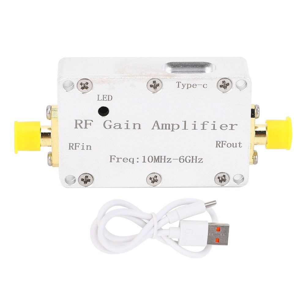 RF Receiver Module Low Noise 20dB Broadband Frequency 10MHz to 6GHz with SMA Connector for Radio Communication Devices Aluminum Alloy 46x30x12mm