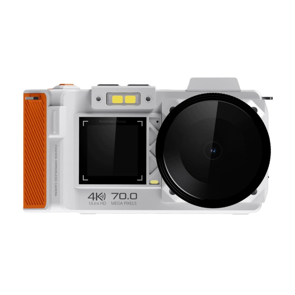 Tangxi 4K 70MP Digital DSLR Camera for Photography, F1.8 Autofocus & 50X Zoom Vlogging Camera with Double Screen, Time Lapse and Slow Motion, WiFi Support (White)
