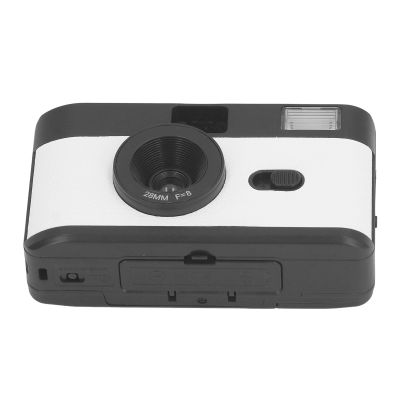 BRRNOO 35MM Film Camera Lightweight Vintage Camera Built in Flash 28MM F/8 Lens 1/120s Shutter Speed for Daily Analog Hobbyists (Black White)
