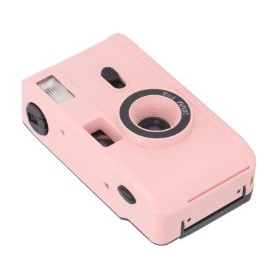 BRRNOO 35MM Film Camera Lightweight Vintage Camera Built in Flash 28MM F/8 Lens 1/120s Shutter Speed for Daily Analog Hobbyists (Pink)