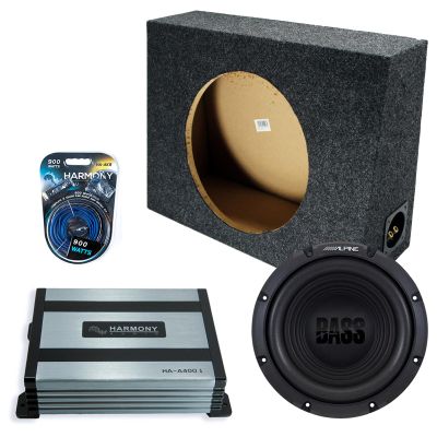 Harmony Audio Alpine fits Regular Standard Cab W12S4 Single 12" Subwoofer 250W Loaded Sealed Sub Box Enclosure Bundle | HA-A400.1 400W Amplifier, 8GA Amp Wiring Kit