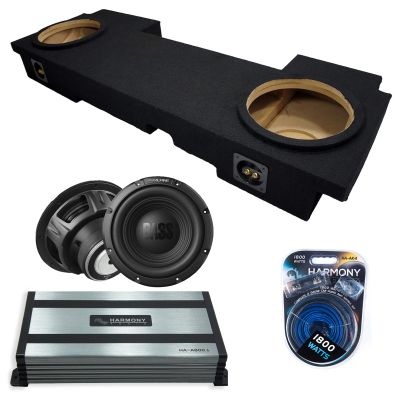 Harmony Audio Alpine Compatible with 2002-2013 Chevy Avalanche W10S4 Dual 10" Subwoofer 500W Loaded Sealed Sub Box Enclosure Bundle | HA-A800.1 800W Amplifier, 4GA Amp Wiring Kit