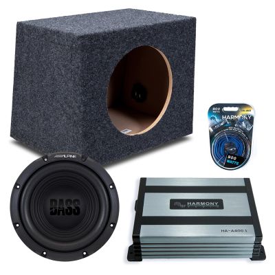 Harmony Audio Alpine fits Rearfire W12S4 Single 12" Subwoofer 250W Loaded Sealed Sub Box Enclosure Bundle | HA-A400.1 400W Amplifier, 8GA Amp Wiring Kit