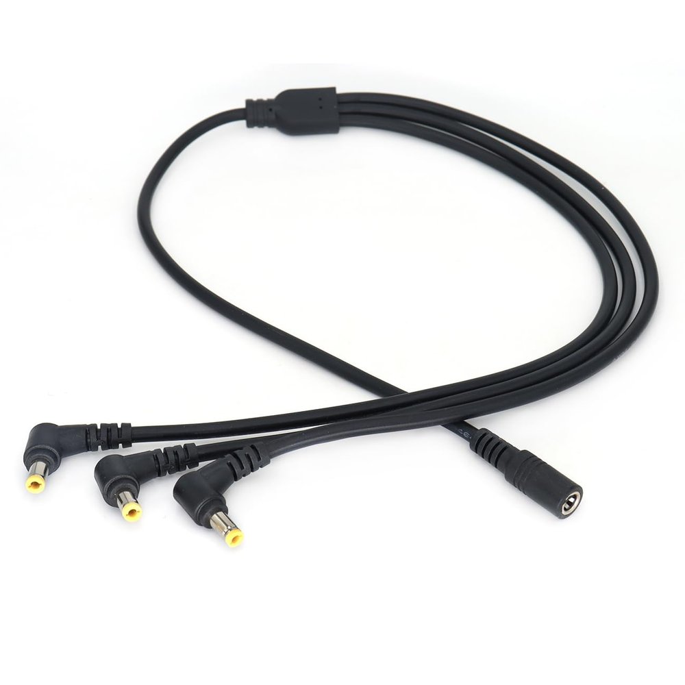 SZYingXian 1 to 3 Power Cable D-tap Male/DC2.5 Female to 3X DC 5.5x2.5mm Monitor with Right Angle Connectors for Multi Monitor - 60cm (DC2.5 Female to 3X DC2.5mm)