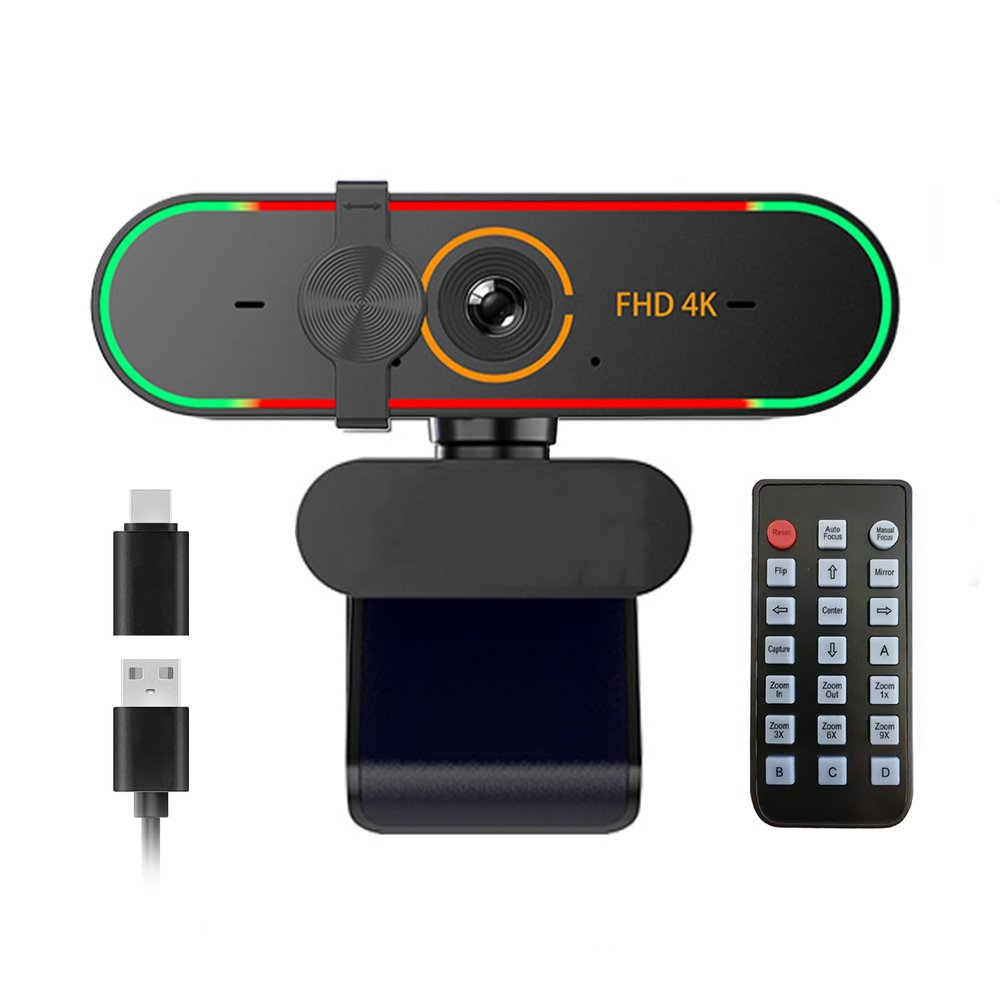 Rujcloud 4K Webcam for MSI MAG 321CUP QD-OLED Monitor,with Microphone& Privacy Cover & Plug&Play,Works Zoom/Teams/Skype/Google Meet