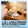 2 in 1 Cable Winder with Phone Stand,Durable Cable Organizer and Charging Stand,Cord Winder Organizer with Phone Rotate,Cord Management Cord Holder Wrap,for Earphones,USB,and Charging Cables (set3) view 2