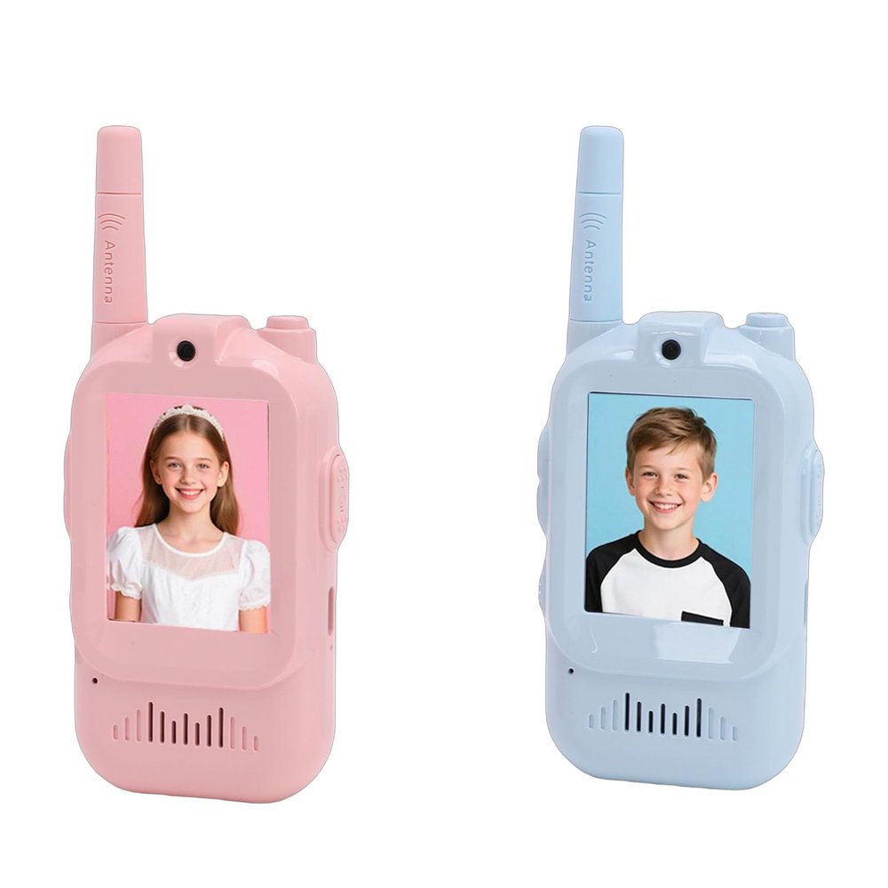 Bewinner 2 Pack Video Call Intercom with 2Inch Screen, 500m Long Range WiFi Handheld 2 Way Talk Radio Voice Changer for Family Games Indoor Outside