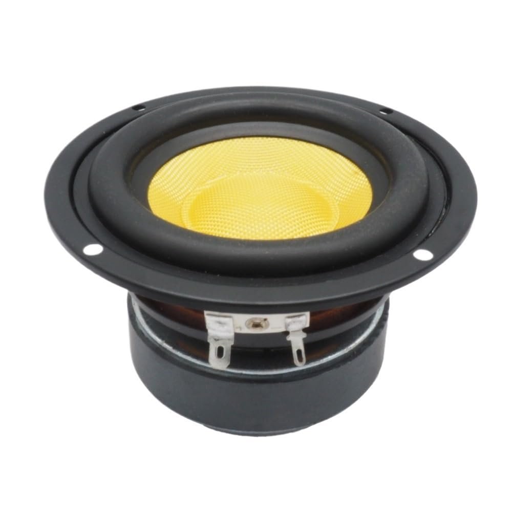 1Pcs 115MM 4 Inch Ohm 40W Midrange Woofer Speaker Audio Bass Fiberglasses Bookshelf Round Loudspeaker(Yellow)