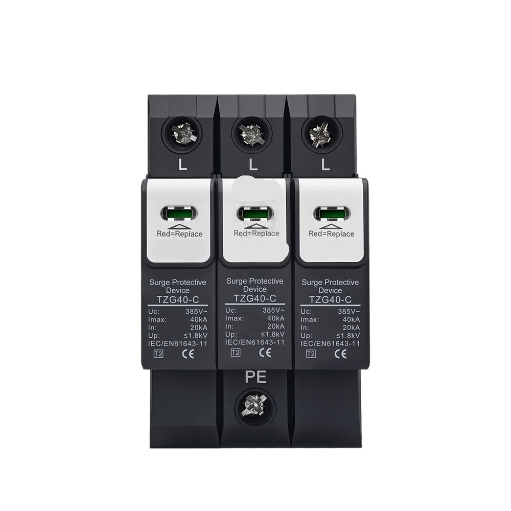 Low-Voltage Arrester Device Surge Protector for Household Appliances Max 1.8kV Three Phase L++ T2 MOV PE Lightning Protection Low-Voltage Arrester Device(Three Phase 275V AC,20-40kA)
