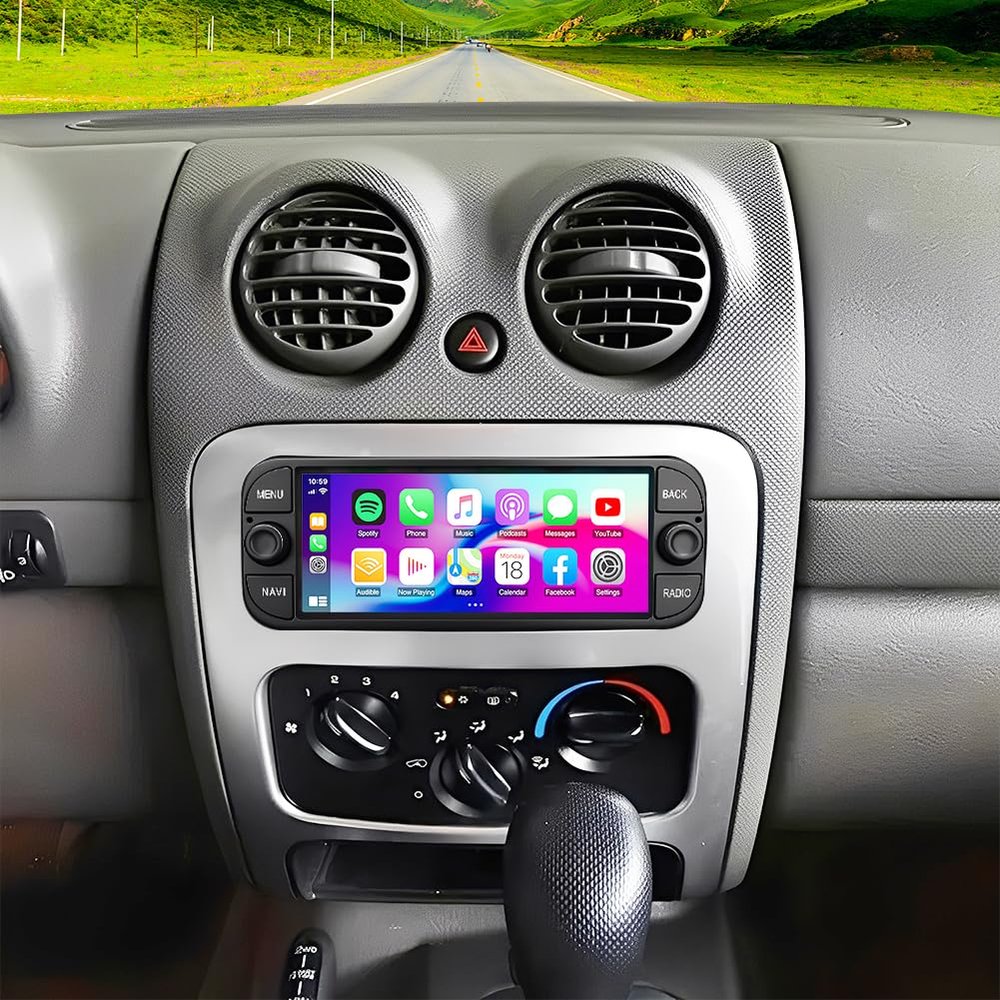 4+64G Double Din Car Stereo Radio for Jeep Liberty KJ 2002-2007,Android 15 6.86" Touch Screen Head Unit Car Stereo w/Wireless Carplay Android Auto Support GPS Bluetooth WiFi FM RDS DSP Backup Camera