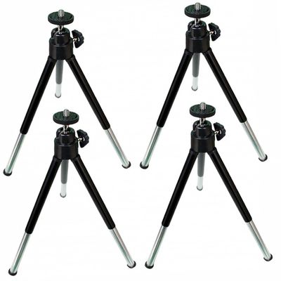 BRIGHTFUFU 4PCS Mini Telescopic Phone Tripod Two-Segment Portable Desktop Stand Multi-Position Mobile Broadcast Rack Camera Holder for Flat Surfaces Black