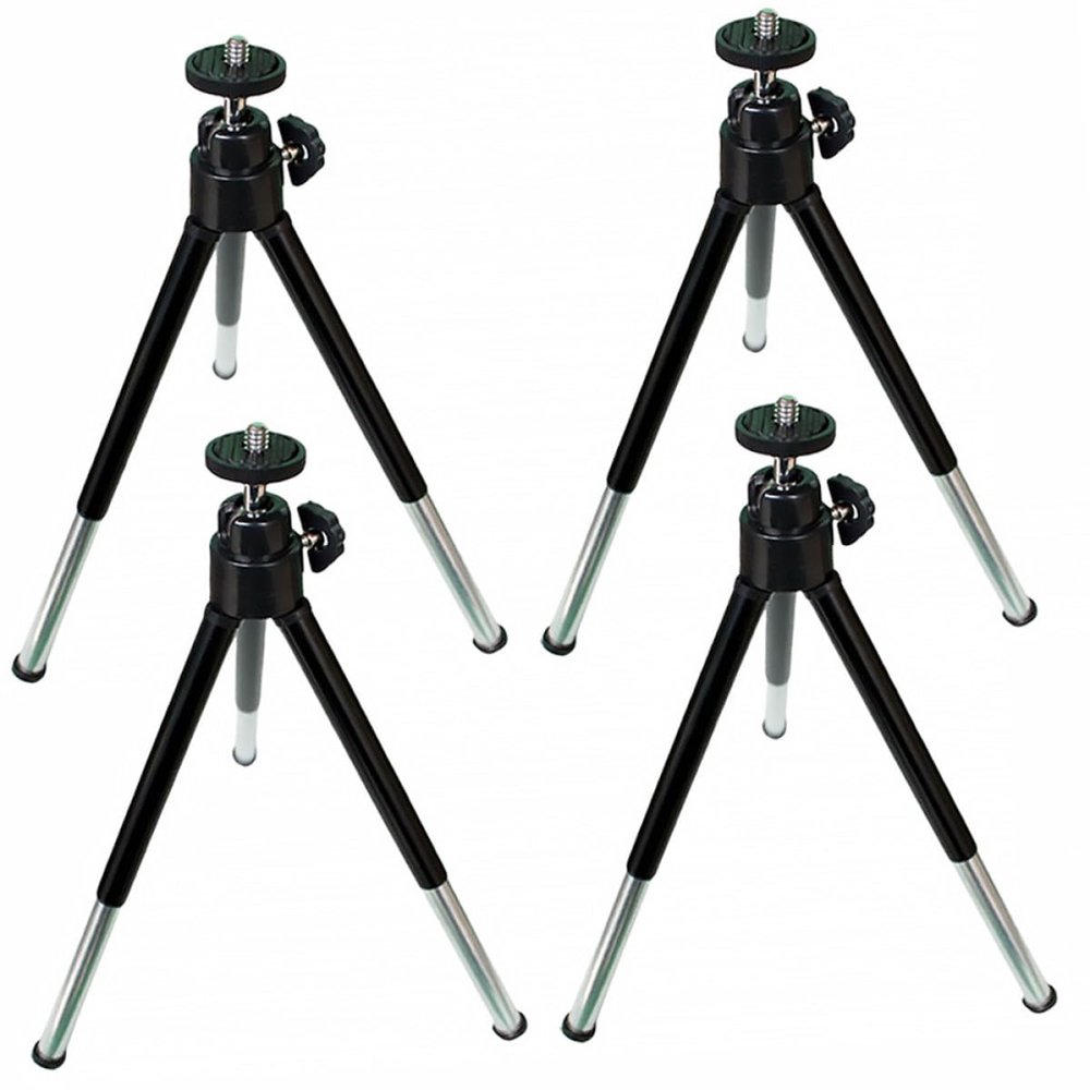 BRIGHTFUFU 4PCS Mini Telescopic Phone Tripod Two-Segment Portable Desktop Stand Multi-Position Mobile Broadcast Rack Camera Holder for Flat Surfaces Black