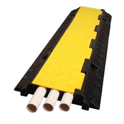 3 Channel Rubber Cable Protection Ramp Heavy Duty Cable Wire Cover Ramp Speed Bump, for School Parking Lot Entrance