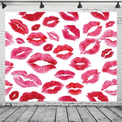 BELECO 12x8ft Fabric Sexy Lips Backdrop for Photography Hot Kiss Pink and Red Lips Lipstick Kisses Background for Valentine's Day Photoshoot Bachelor Party Birthday Party Decor Banner Photo Props