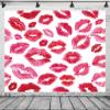 BELECO 12x8ft Fabric Sexy Lips Backdrop for Photography Hot Kiss Pink and Red Lips Lipstick Kisses Background for Valentine's Day Photoshoot Bachelor Party Birthday Party Decor Banner Photo Props view 1
