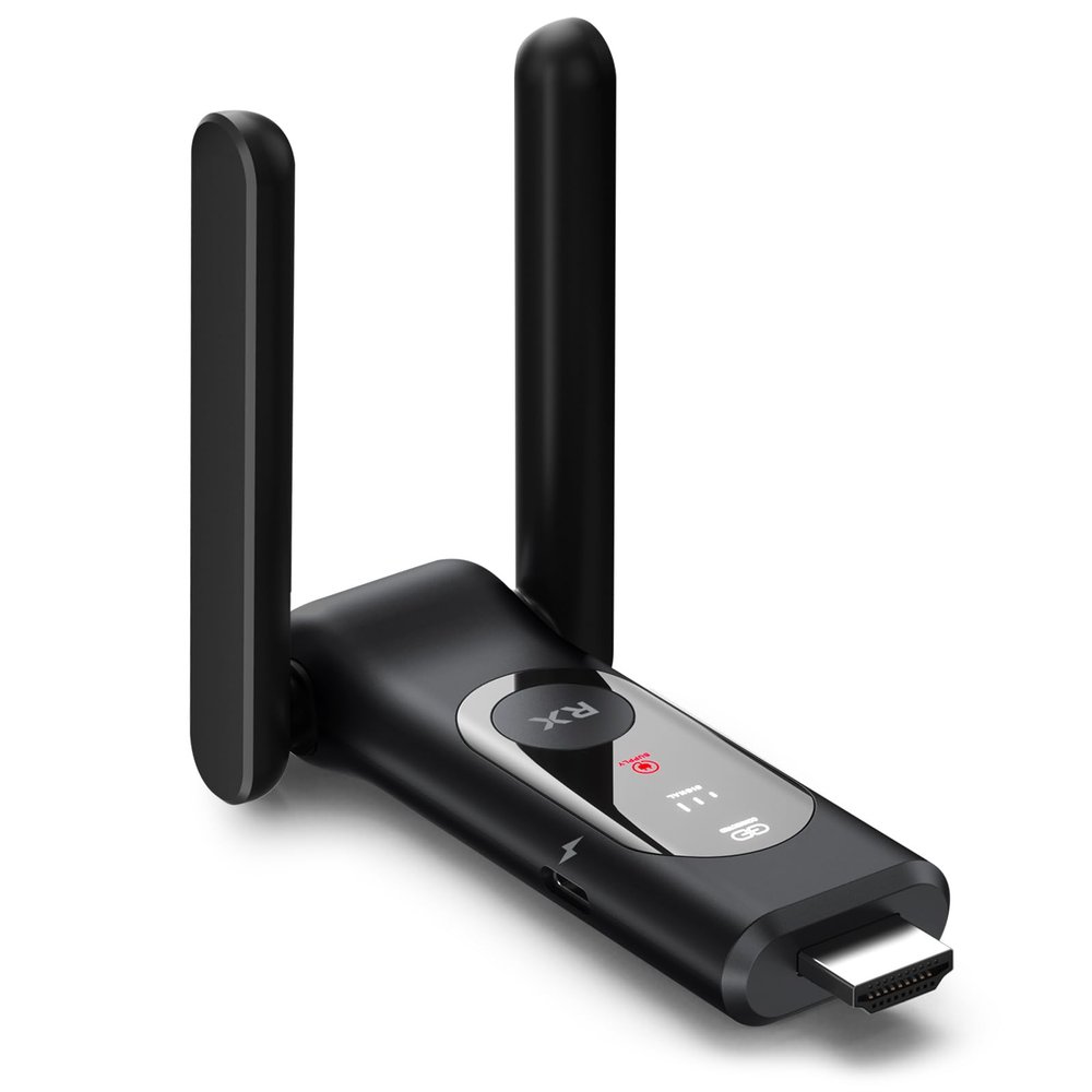 ANQIPUTECH Wireless HDMI Receiver Only, Black, Streaming Media Player with Dual Antennas