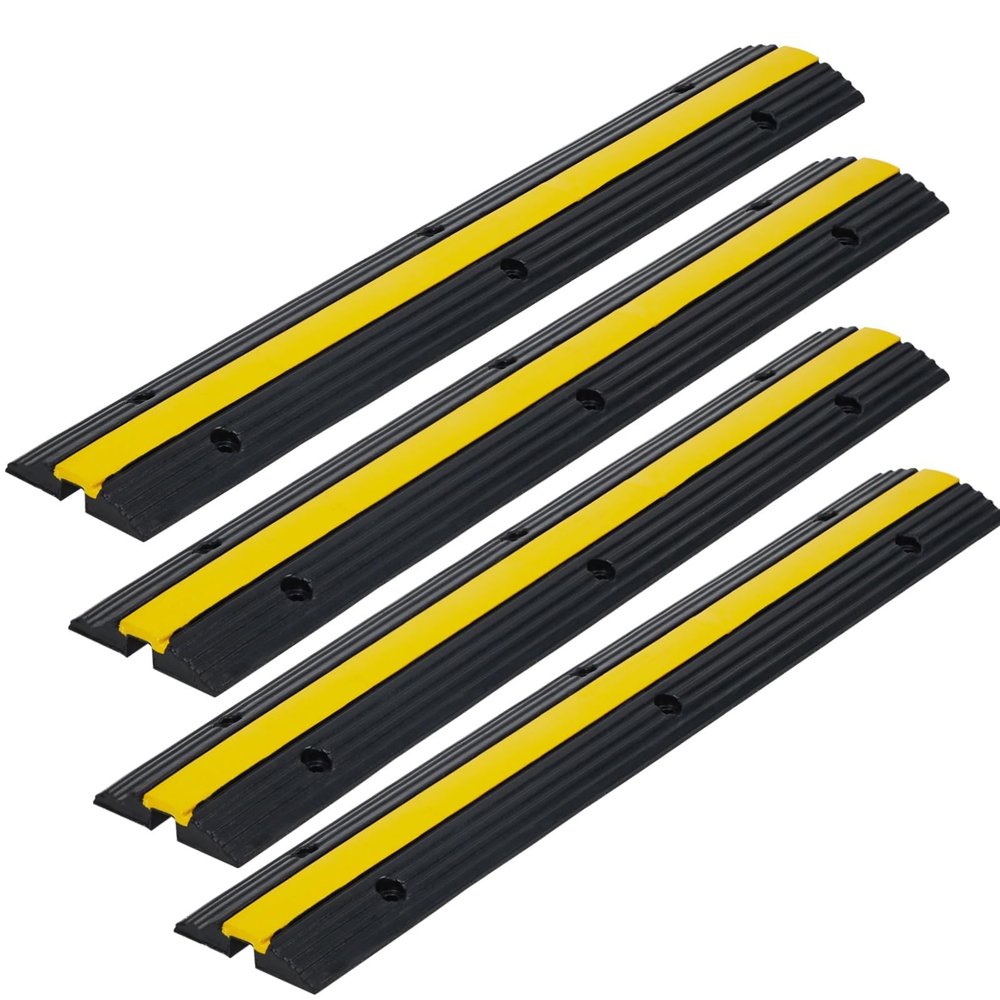 4 Pack of 1 Cable Protector Ramp, Channel Rubber Hose Ramp, Heavy Duty 22046Lbs Load Capacity Cable Wire Cord Cover Bumps, Driveway Hose Protector for Driveway &Outdoor