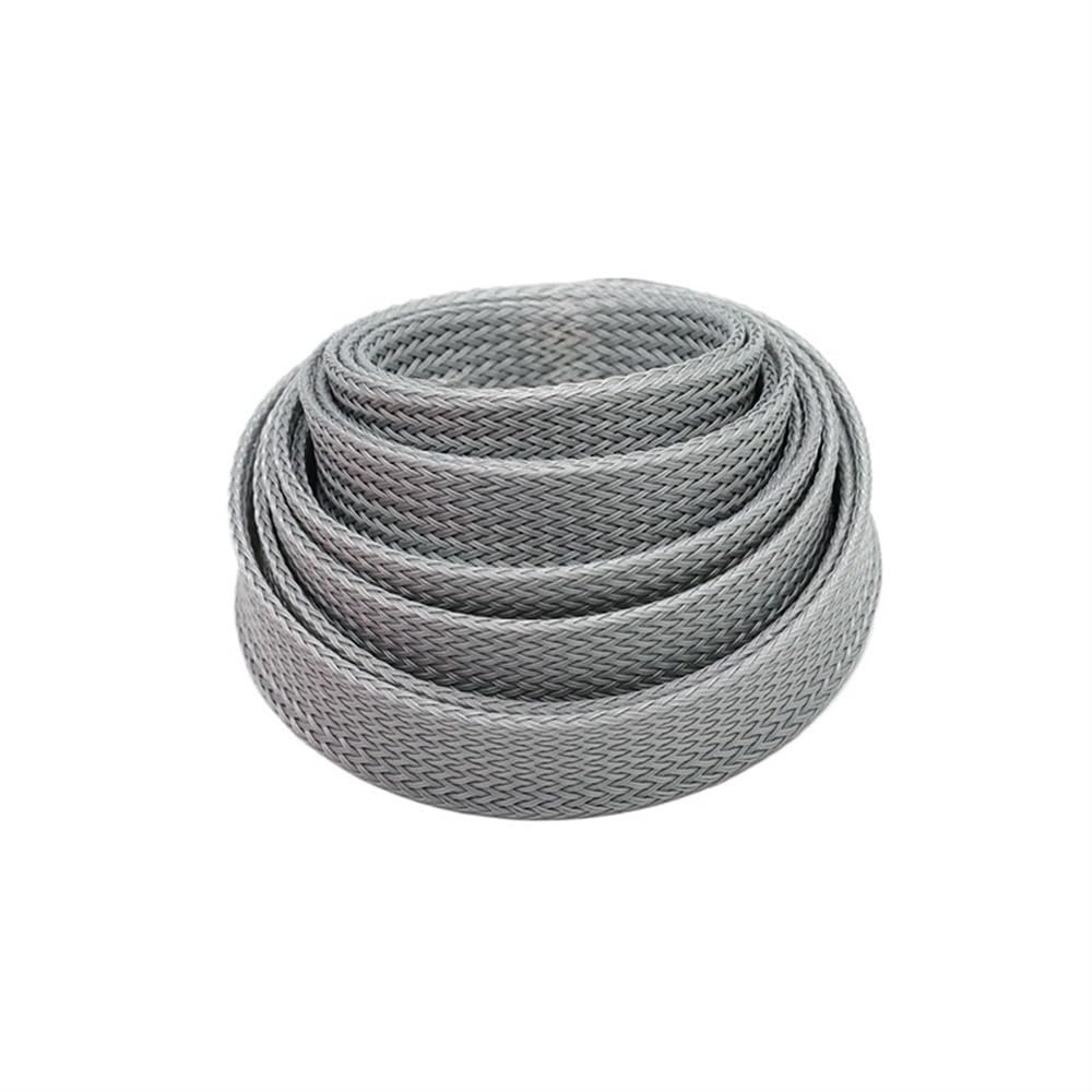 High Density Grey PET Braid Sleeve - 2 to 60mm Cable Wrap Sheath for Wires, Fireproof & Customizable(10MM*50METER)