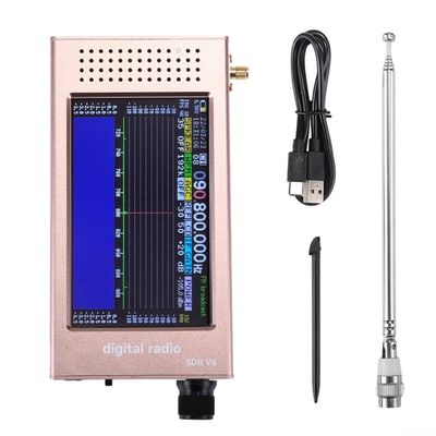 SDR-V6 Portable Digital Radio, 4.3 Inch IPS Touchscreen, Aluminum Alloy Shell, Multi-Mode Demodulation, Full Frequency 100kHz-149MHz, 99 Programmable Channels, Multifunctional Shortwave Radio(Pink)