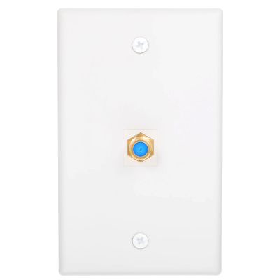1 Port Coax Wall Plate TV Cable Wall Plate Gold-Plated 3Ghz F-Type Keystone Walls Jack Single Gang Coaxial Cable Outlet Cover Plates White Coaxs Cables Walls Plates for Coaxial Cables Single Gang