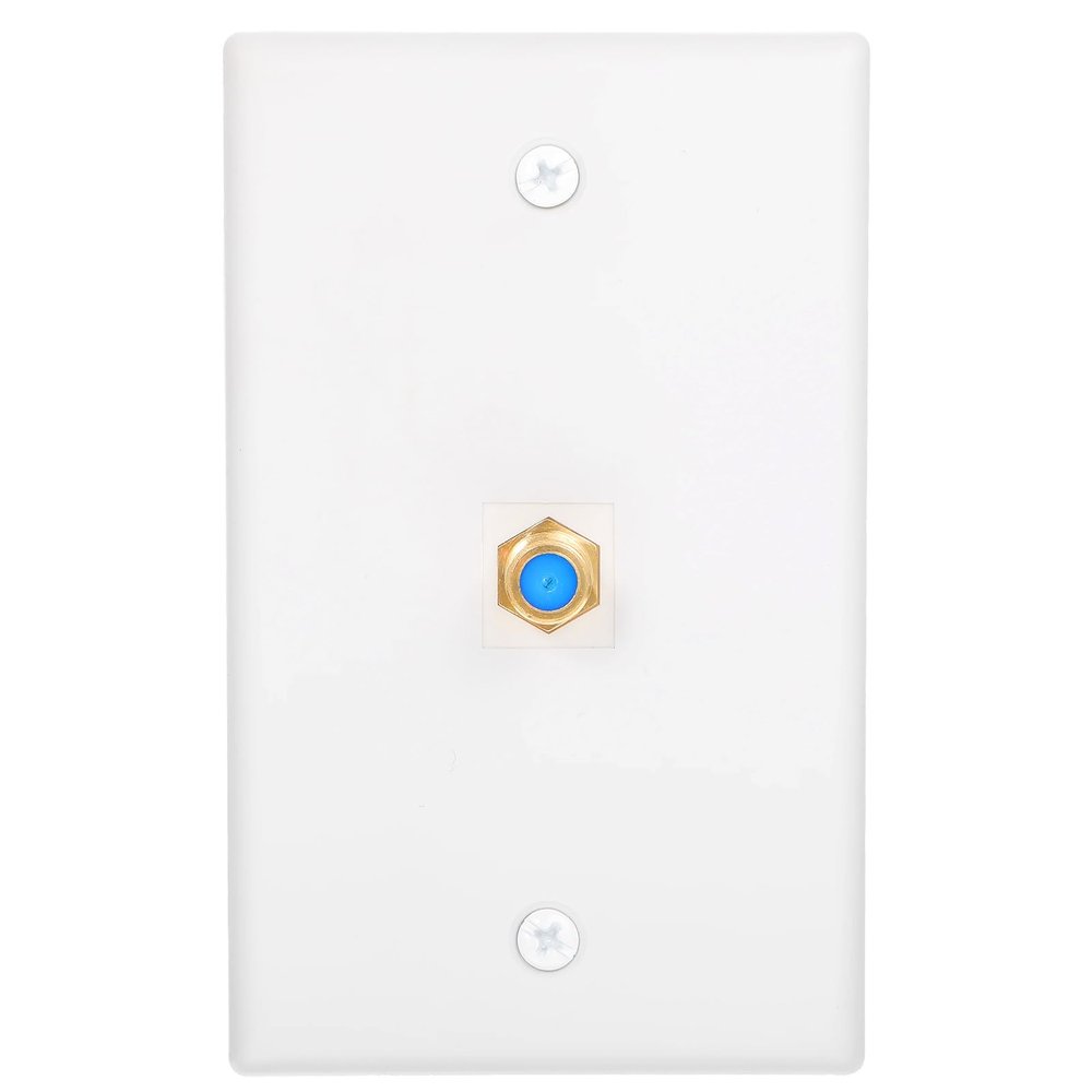 1 Port Coax Wall Plate TV Cable Wall Plate Gold-Plated 3Ghz F-Type Keystone Walls Jack Single Gang Coaxial Cable Outlet Cover Plates White Coaxs Cables Walls Plates for Coaxial Cables Single Gang