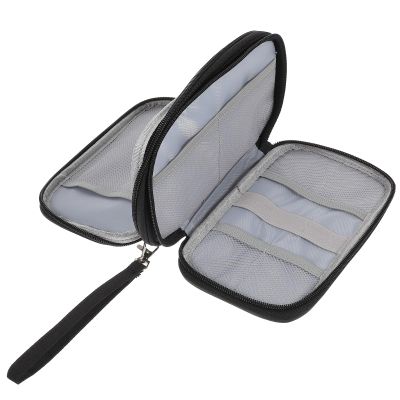 SHINEOFI Portable Digital Accessory Pouch with Multiple Compartments and Built-in Strap Electronics Storage Case for Charging Cables and Earphones Medium Black Organizer for Travel and