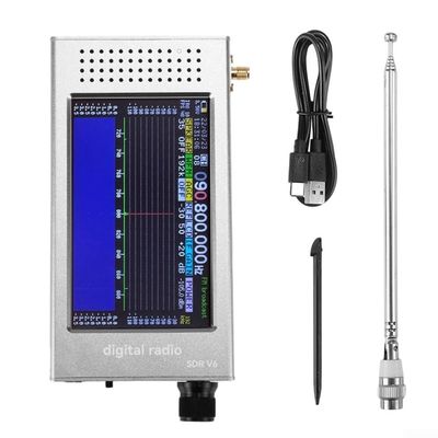SDR-V6 Portable Digital Radio, 4.3 Inch IPS Touchscreen, Aluminum Alloy Shell, Multi-Mode Demodulation, Full Frequency 100kHz-149MHz, 99 Programmable Channels, Multifunctional Shortwave Radio(Silver)