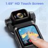 4k Handheld Video Camera with 180 Rotating Head & WiFi, 4k/30fps Ultra Clear Resolution, 1.69in High-Definition Touch Screen, Debounce, IP65 Waterproof and Dustproof, for Outdoor Sport (No Card) view 4