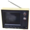 1:12 Scale Dollhouse TV, USB Rechargeable Vintage Mini TV Toy That Can Play Video with LCD Screen & 180 Rotatable Antenna Dollhouse Furniture DIY Setting Accessories, Yellow view 1