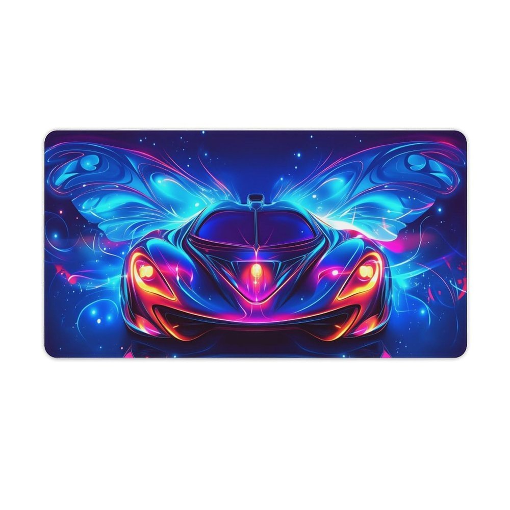 Sports Car Gaming Mouse Pad 16"x30" with Stitched Edges Extended Mousepad Non-Slip Base Water Resist Keyboard Pad for Gamer Office Home