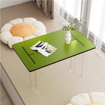 Acrylic Floor Desk, Low Table for Sitting on The Floor, Small Kotatsu Table, Modern and Simple Tea Table, Laptop Tray Desk for Couch, Bed and Floor(Green,60cm-23.6in)
