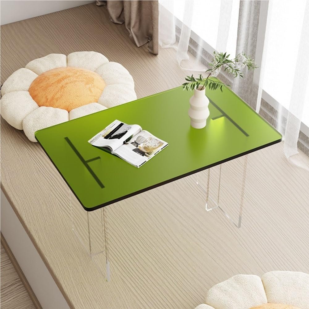 Acrylic Floor Desk, Low Table for Sitting on The Floor, Small Kotatsu Table, Modern and Simple Tea Table, Laptop Tray Desk for Couch, Bed and Floor(Green,60cm-23.6in)