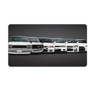 Vintage White Car Gaming Mouse Pad 16"x30" with Stitched Edges Extended Mousepad Non-Slip Base Water Resist Keyboard Pad for Gamer Office Home